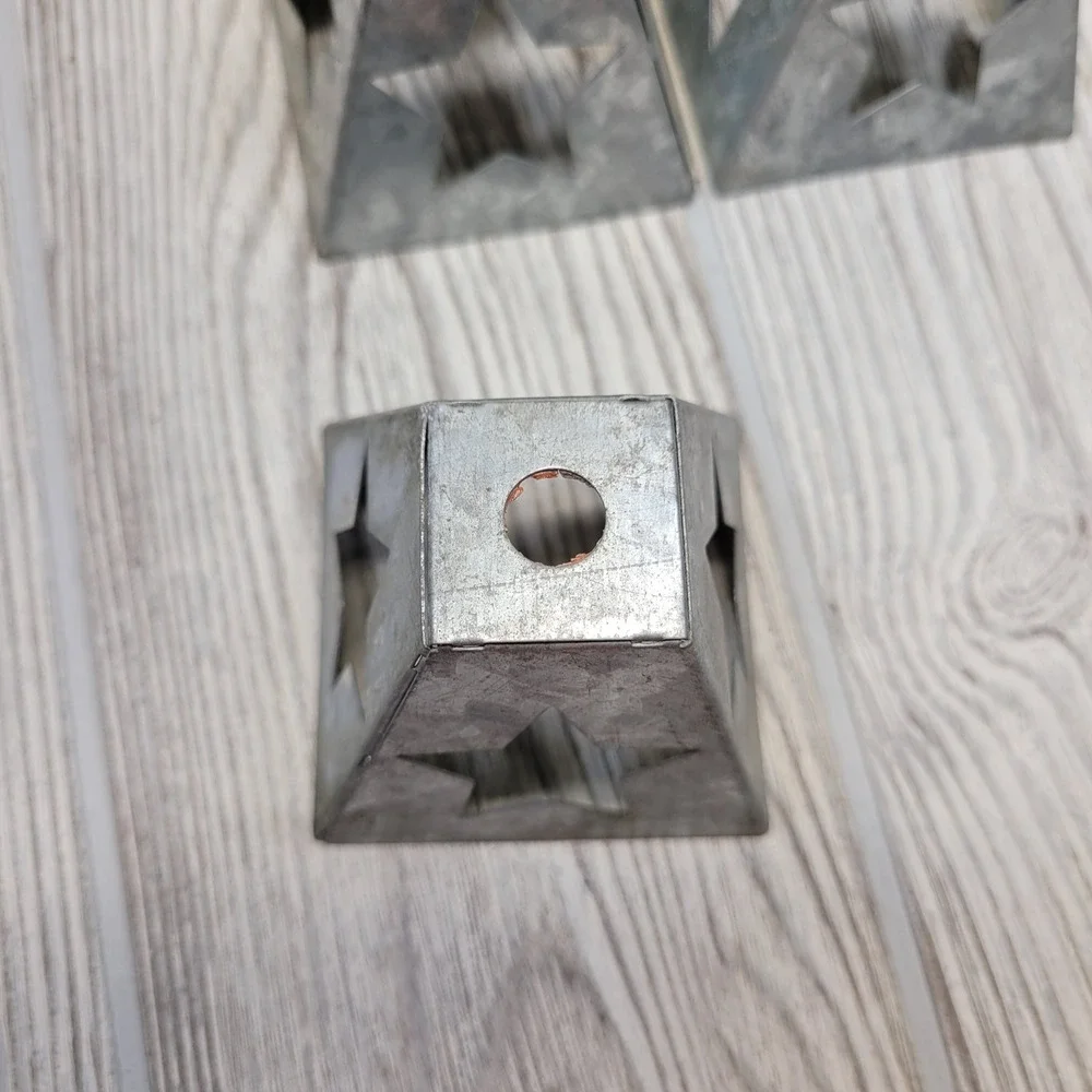Set of 12 Galvanized Metal Star Cutout Lanterns Rustic Farmhouse Decor 2.5 Inch‎